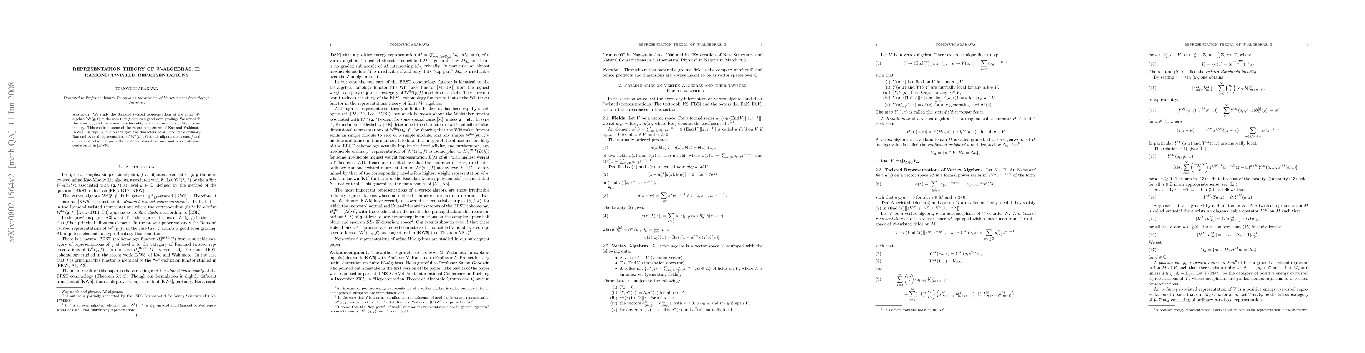 Thumbnail for Representation theory of W-algebras, II: Ramond twisted representations