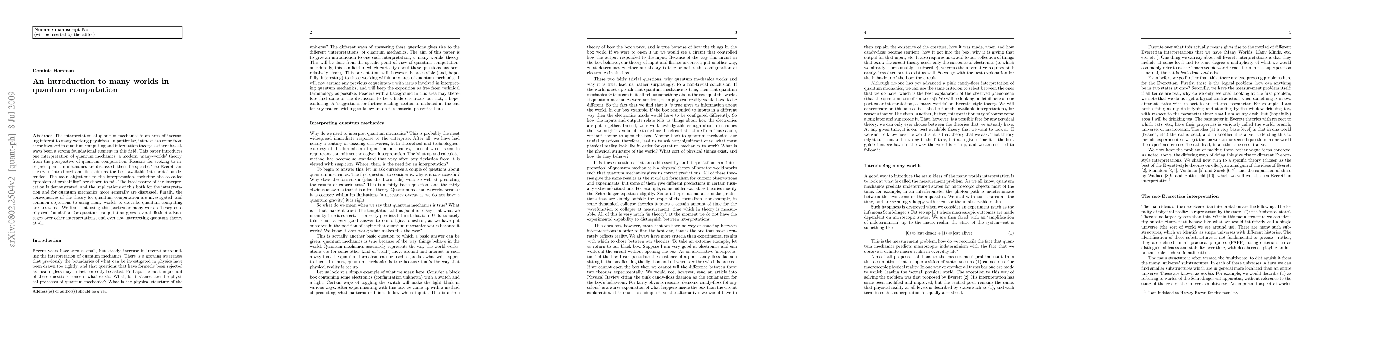 Thumbnail for An introduction to many worlds in quantum computation