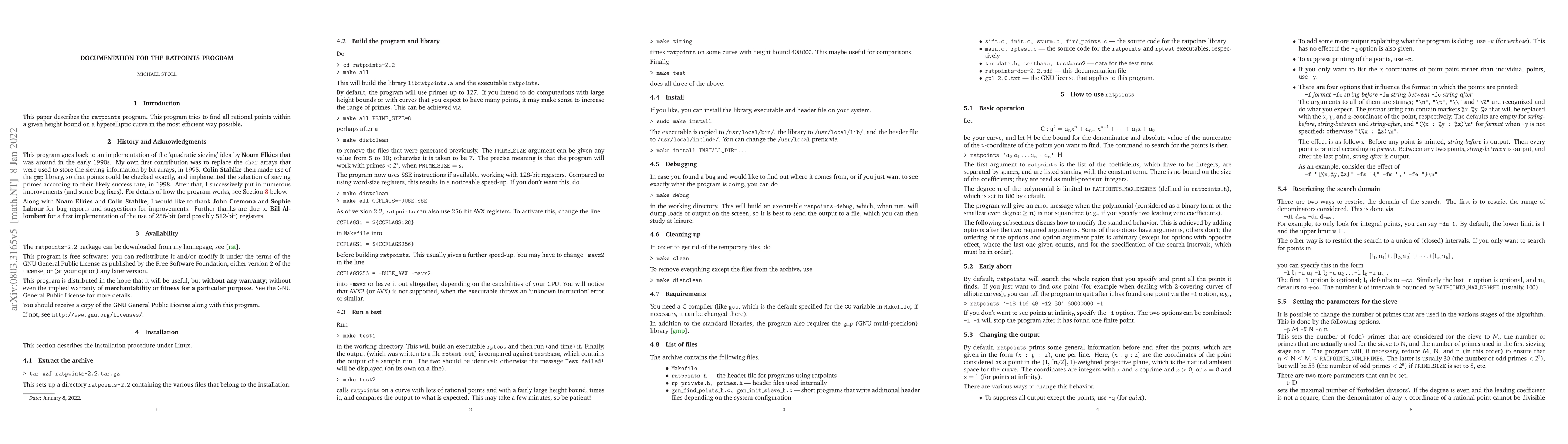 Thumbnail for Documentation for the ratpoints program
