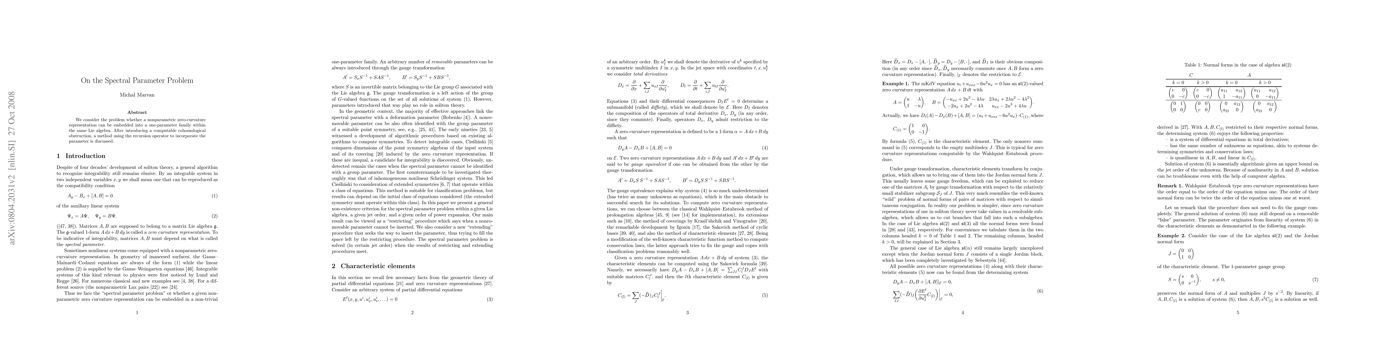 Thumbnail for On the spectral parameter problem