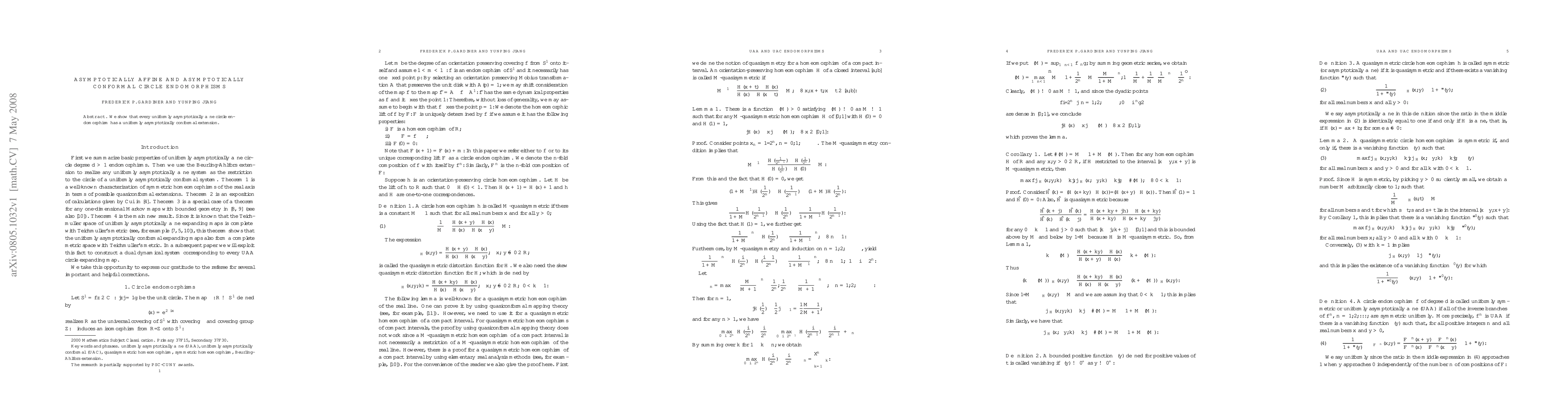 Thumbnail for Asymptotically Affine and Asymptotically Conformal Circle Endomorphisms