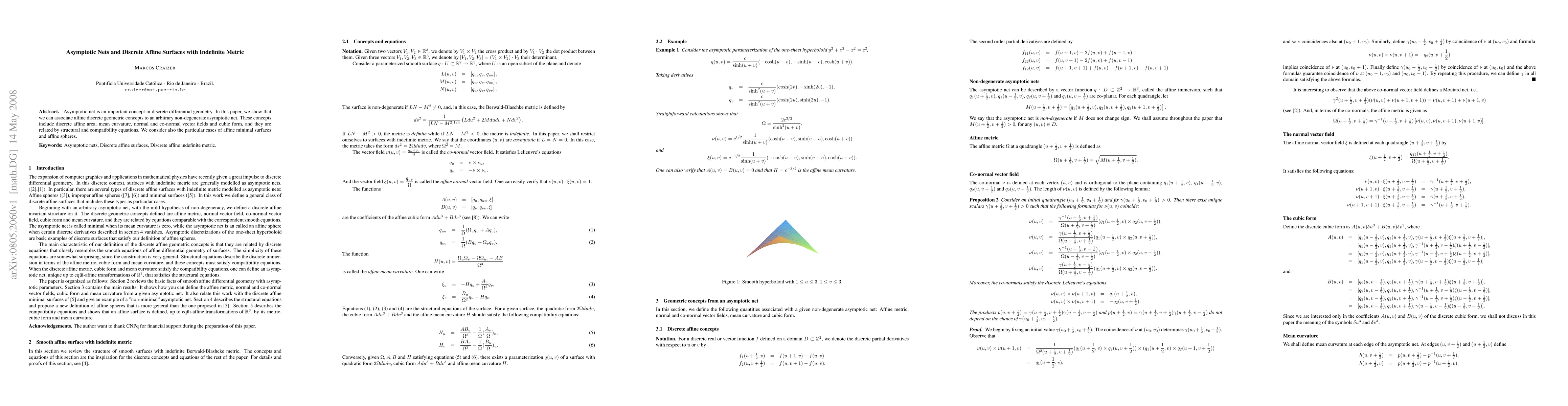 Thumbnail for Asymptotic Nets and Discrete Affine Surfaces with Indefinite Metric