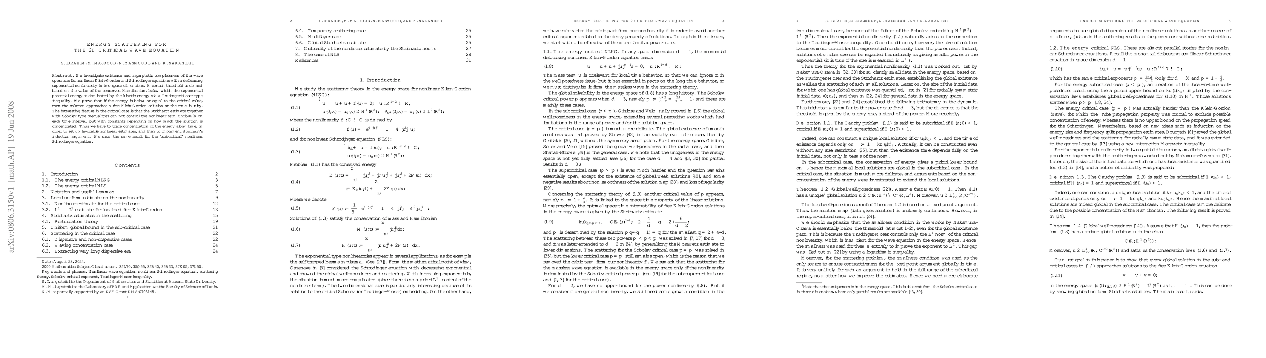 Thumbnail for Energy scattering for 2D critical wave equation