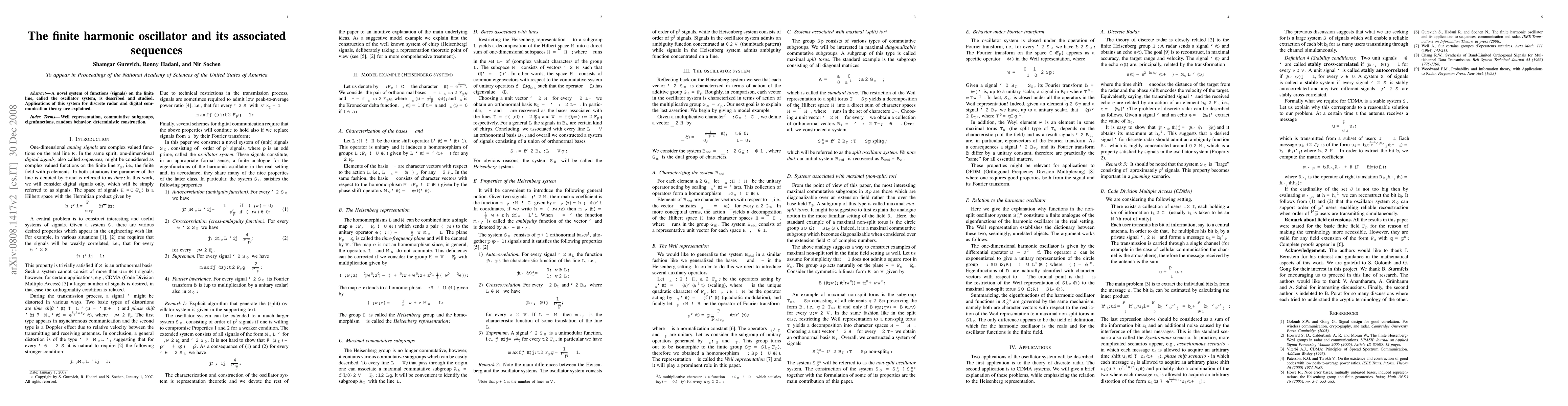 Thumbnail for The finite harmonic oscillator and its associated sequences