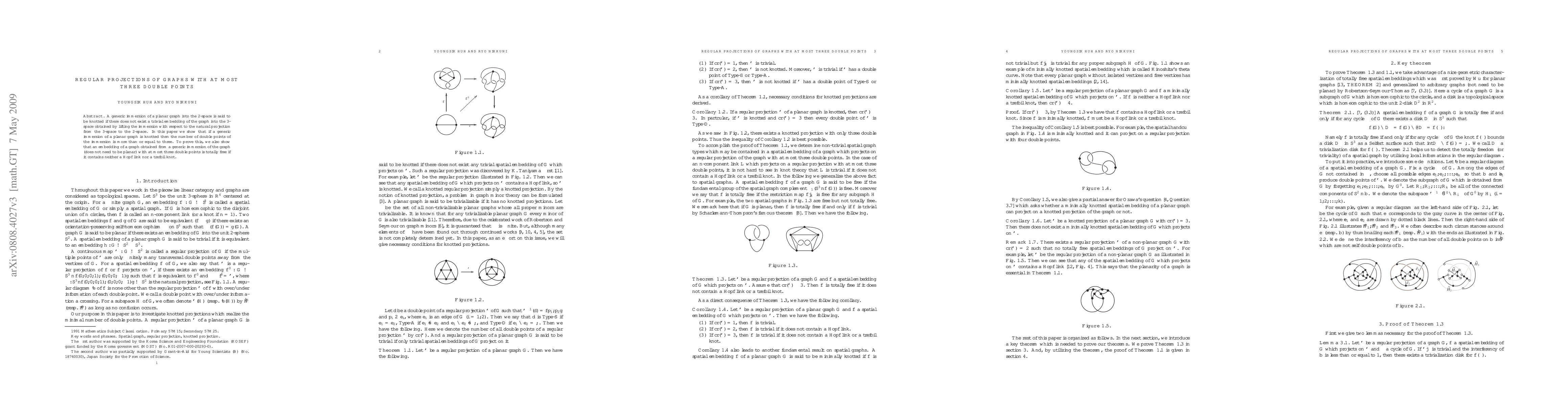 Thumbnail for Regular projections of graphs with at most three double points