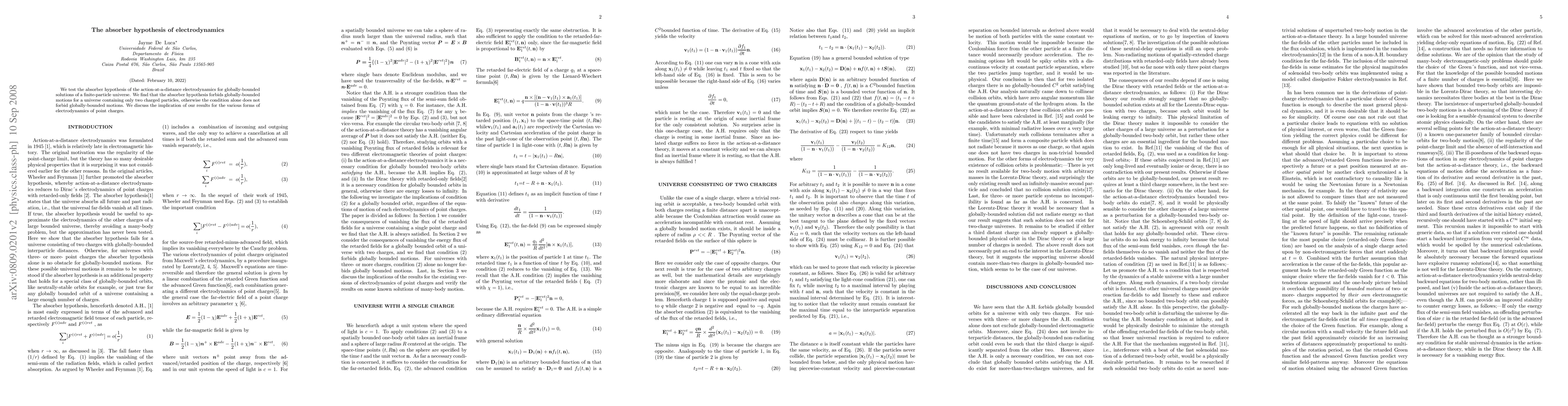 Thumbnail for The absorber hypothesis of electrodynamics