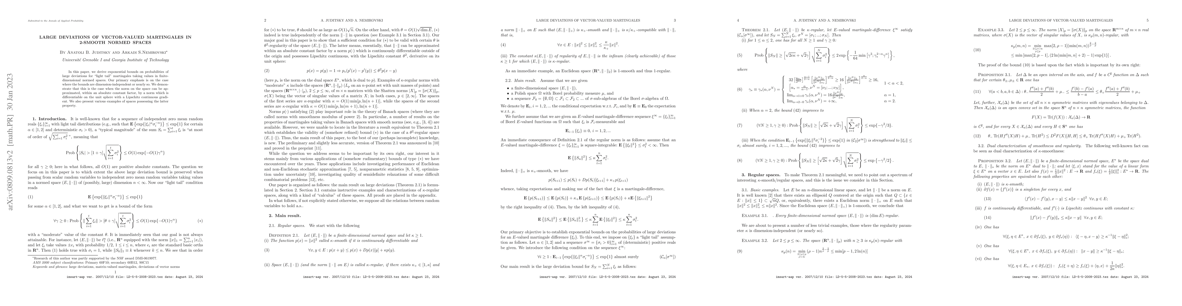 Thumbnail for Large Deviations of Vector-valued Martingales in 2-Smooth Normed Spaces