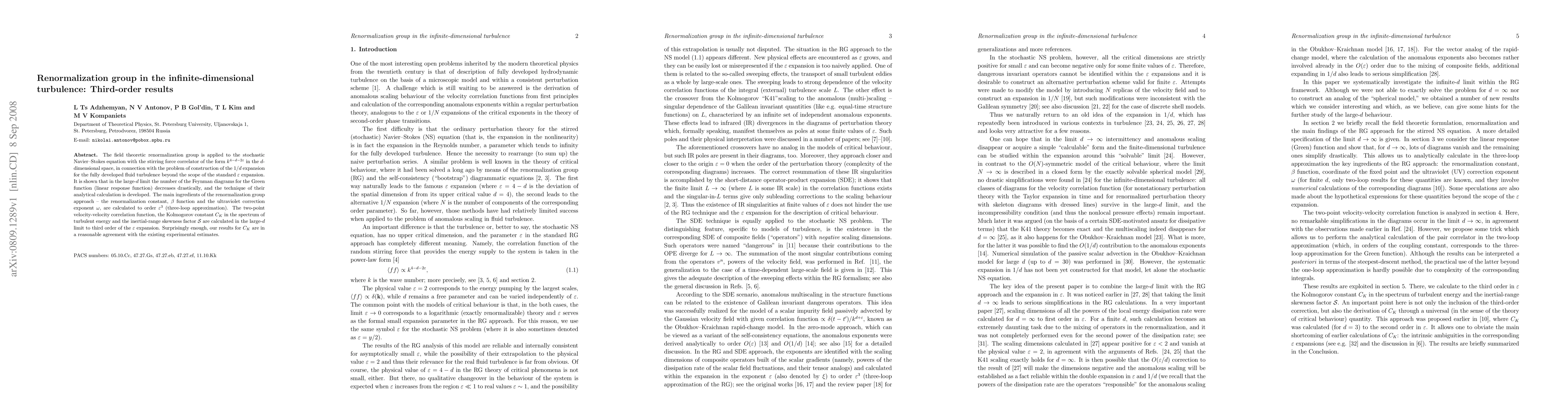 Thumbnail for Renormalization group in the infinite-dimensional turbulence:
  third-order results