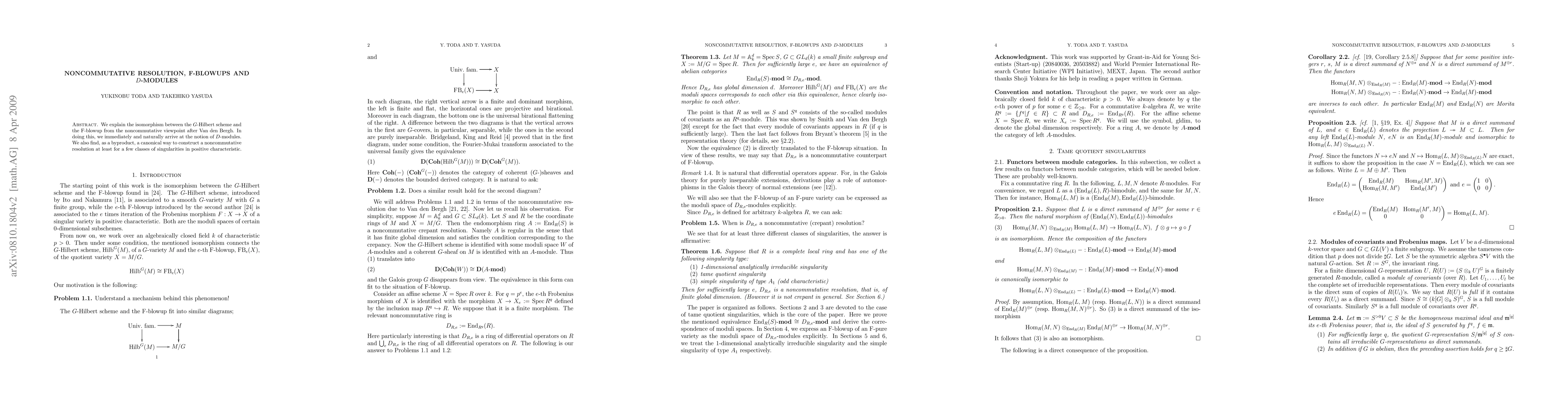 Thumbnail for Noncommutative resolution, F-blowups and D-modules