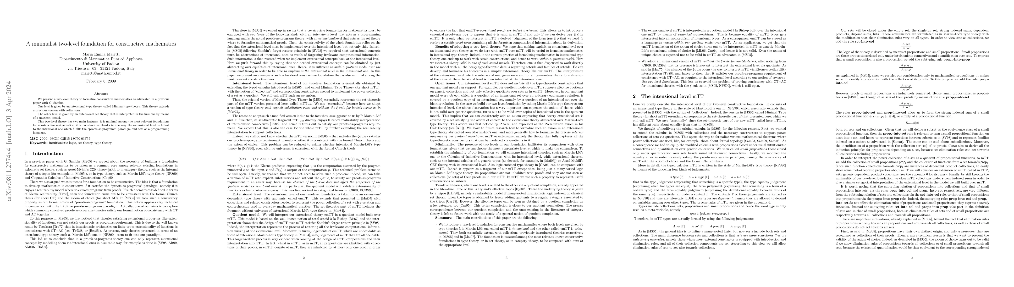 Thumbnail for A minimalist two-level foundation for constructive mathematics