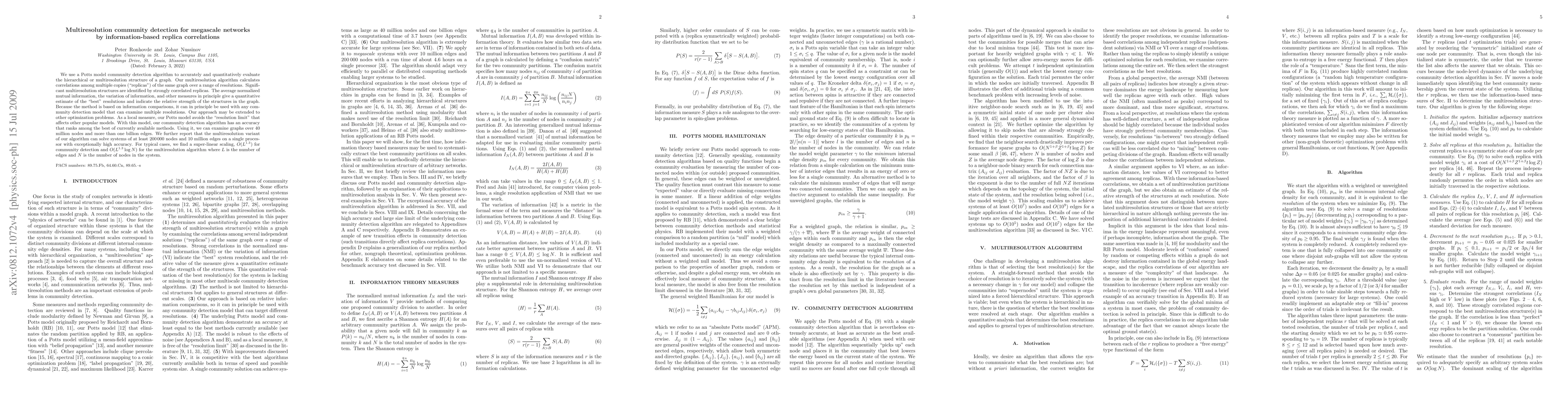 Thumbnail for Multiresolution community detection for megascale networks by
  information-based replica correlations