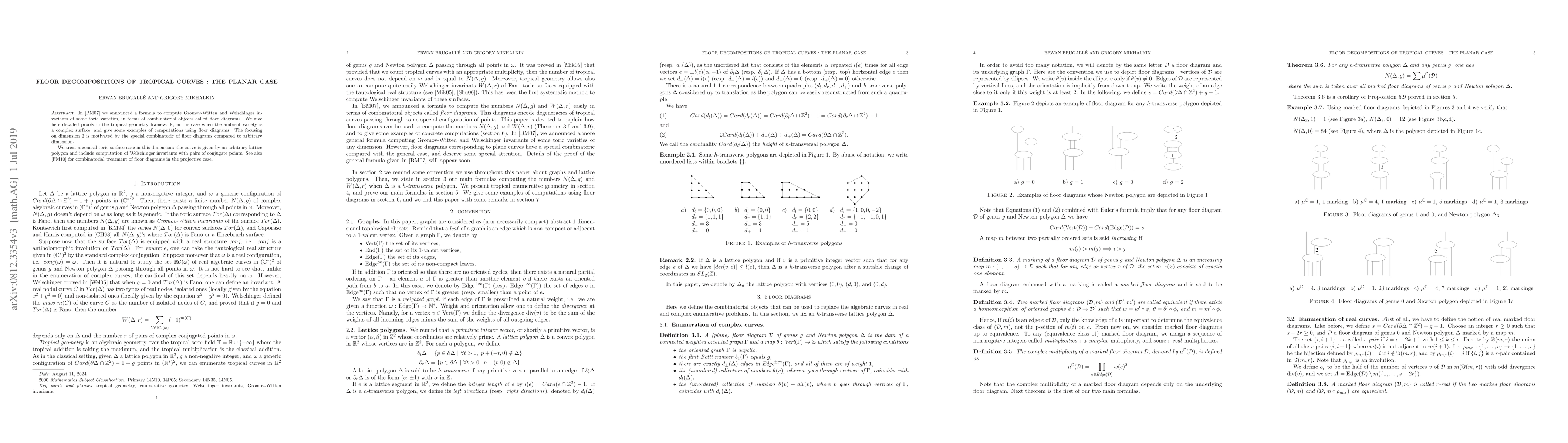 Thumbnail for Floor decompositions of tropical curves : the planar case