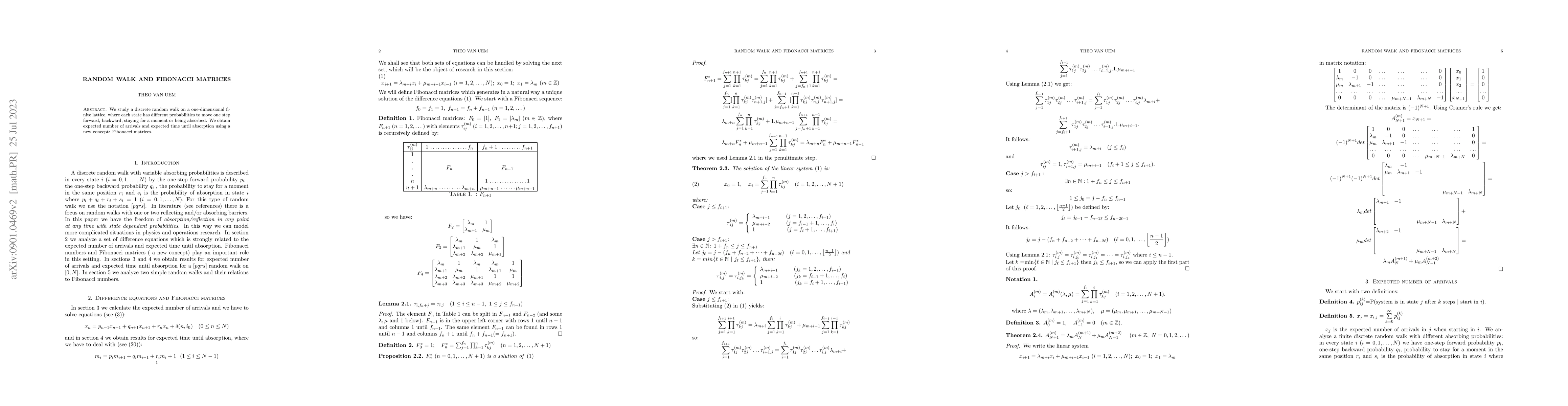 Thumbnail for Random walk and Fibonacci matrices