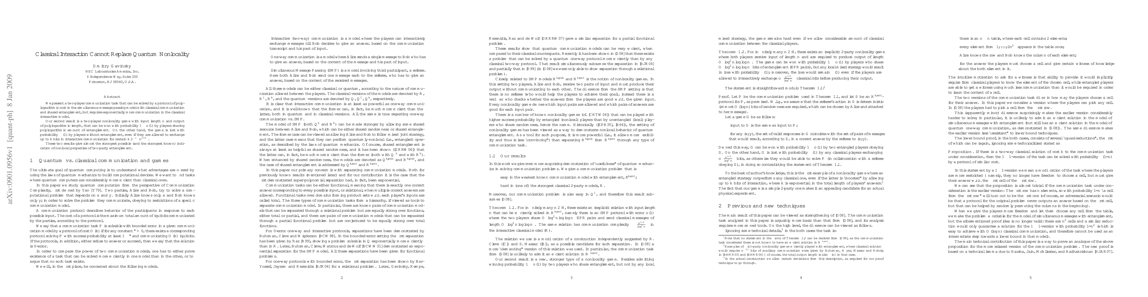 Thumbnail for Classical Interaction Cannot Replace Quantum Nonlocality