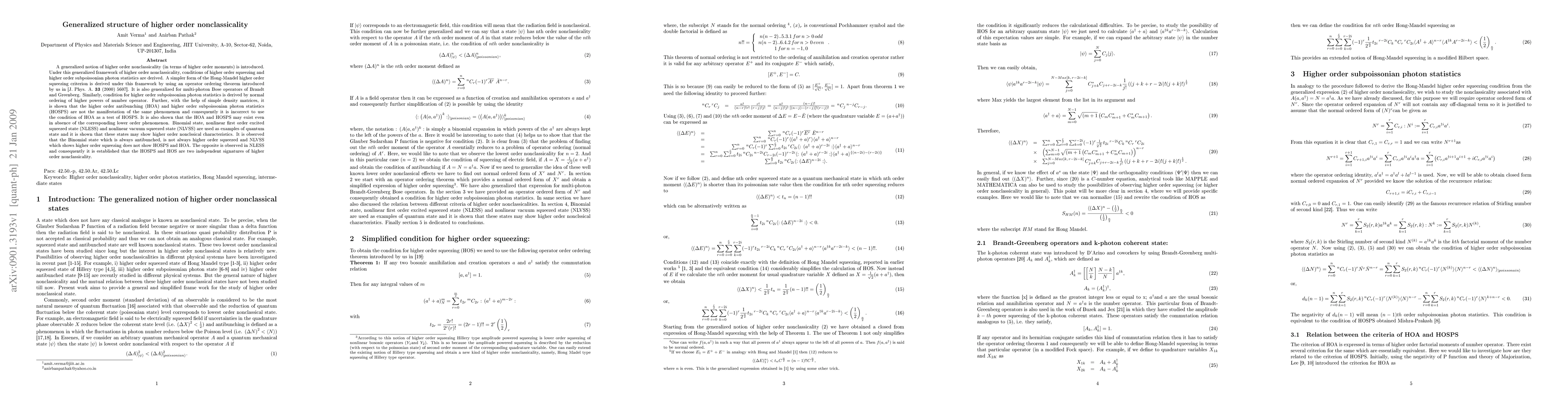Thumbnail for Generalized structure of higher order nonclassicality