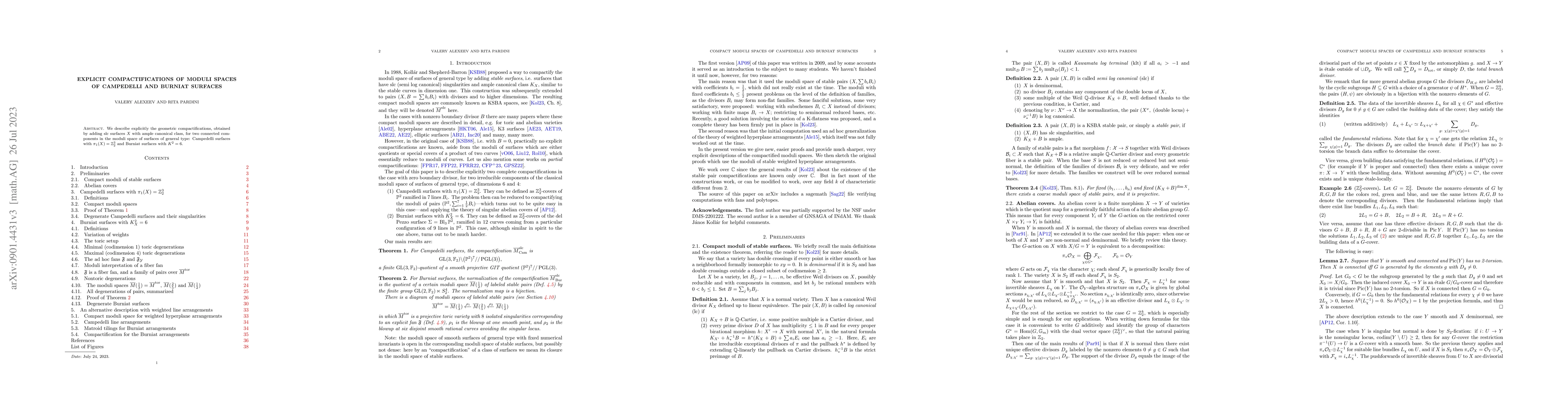Thumbnail for Explicit compactifications of moduli spaces of Campedelli and Burniat
  surfaces