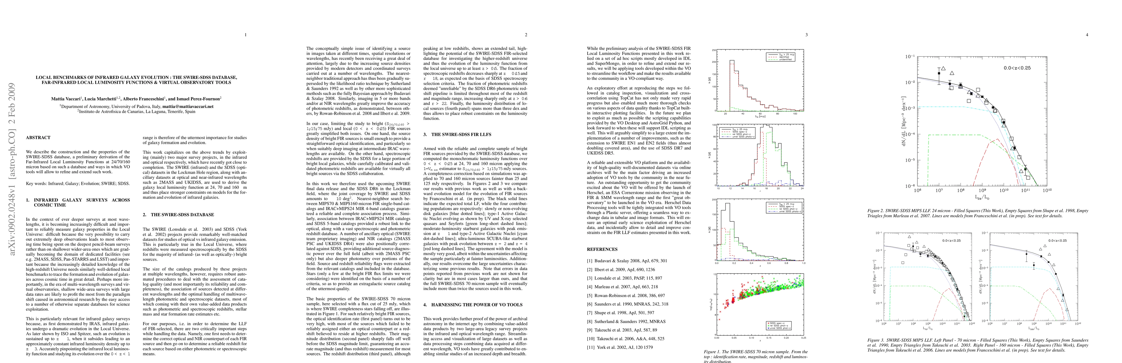Thumbnail for Local Benchmarks of Infrared Galaxy Evolution : the SWIRE-SDSS Database,
  Far-Infrared Local Luminosity Functions & Virtual Observatory Tools