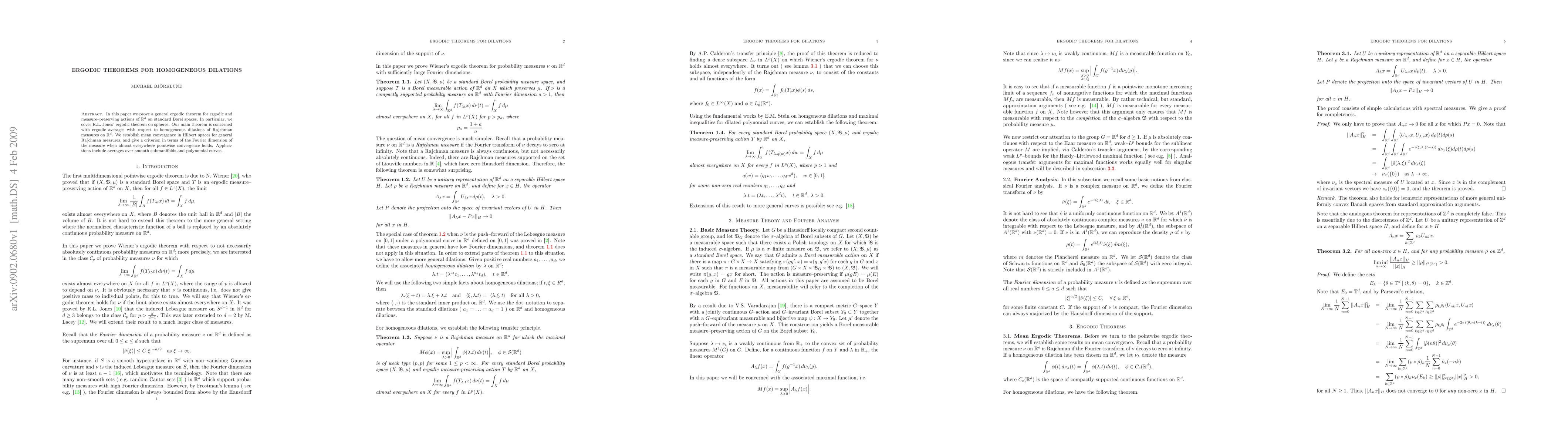 Thumbnail for Ergodic Theorems for Homogeneous Dilations