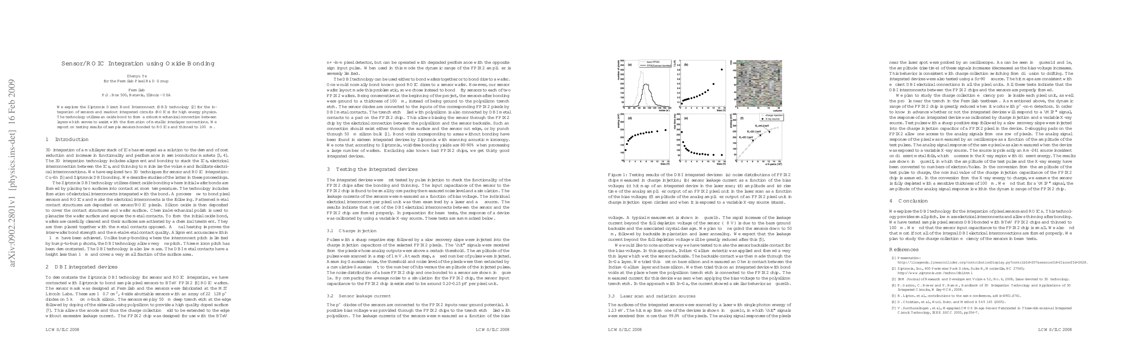 Thumbnail for Sensor/ROIC Integration using Oxide Bonding