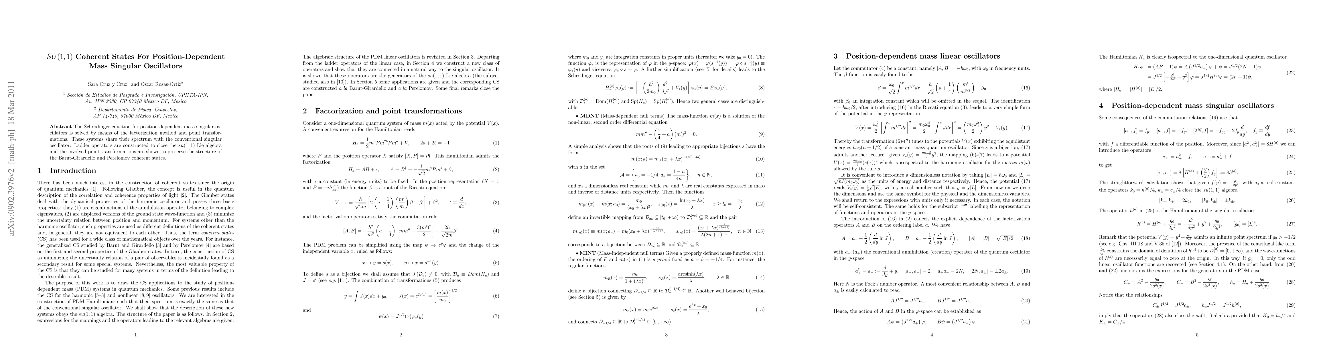 Thumbnail for SU(1,1) Coherent States For Position-Dependent Mass Singular Oscillators