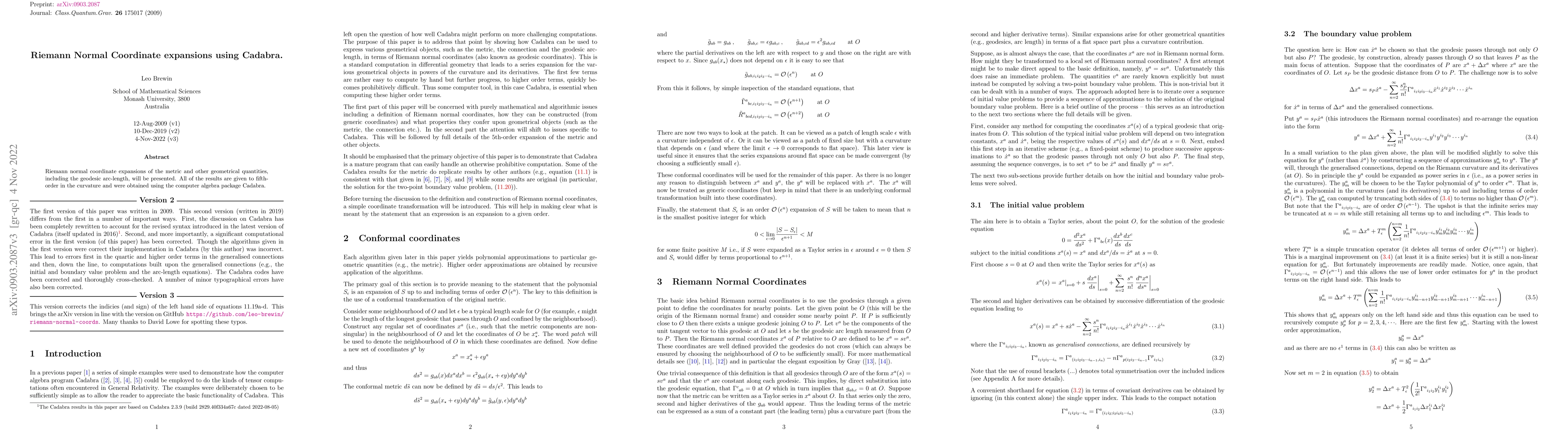 Thumbnail for Riemann Normal Coordinate expansions using Cadabra