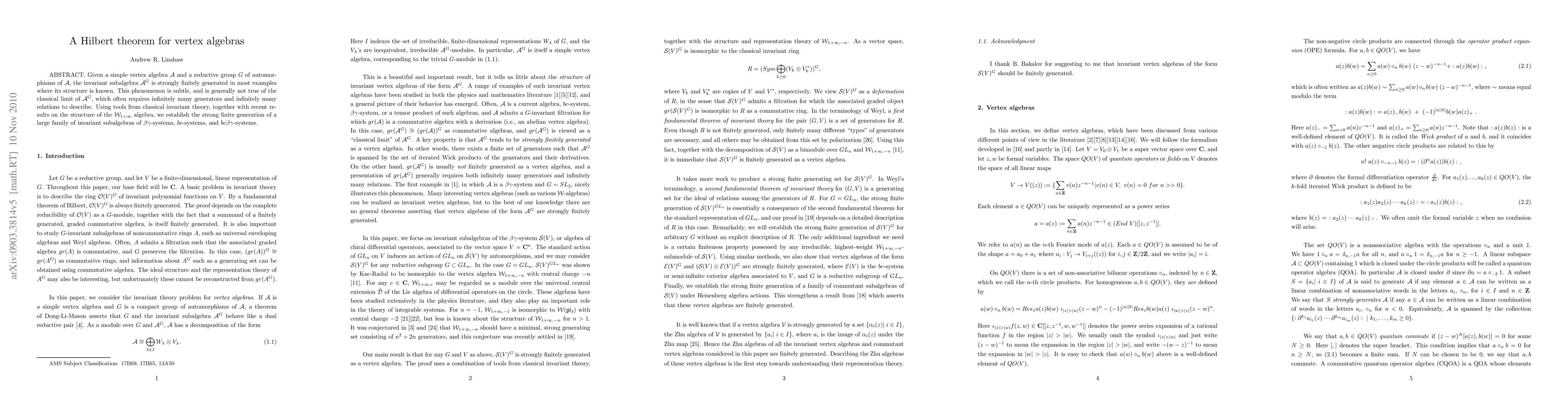 Thumbnail for A Hilbert theorem for vertex algebras