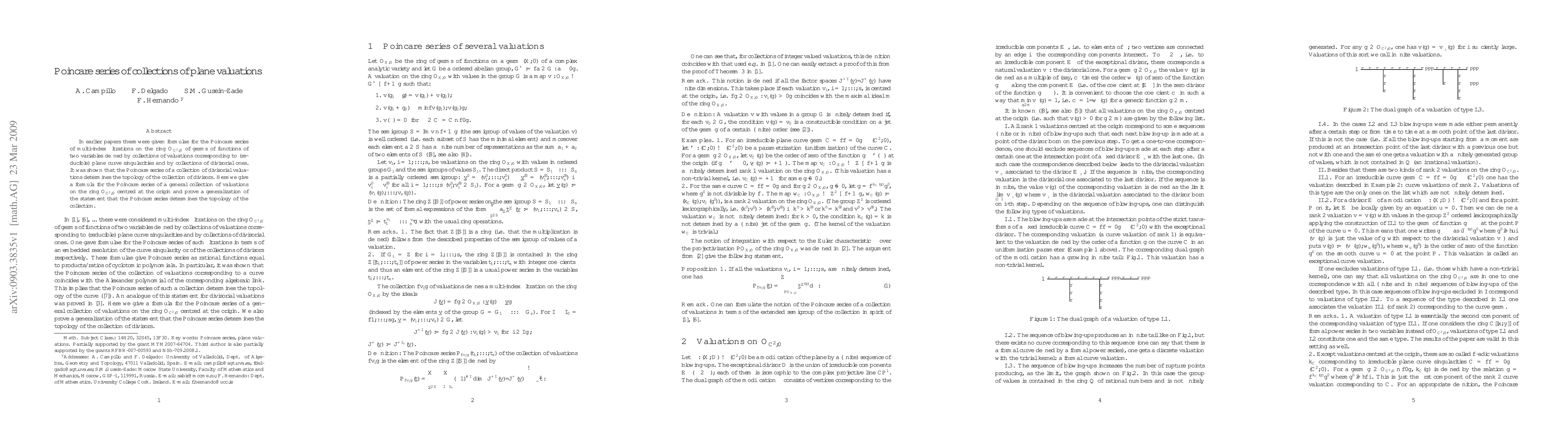 Thumbnail for Poincare series of collections of plane valuations