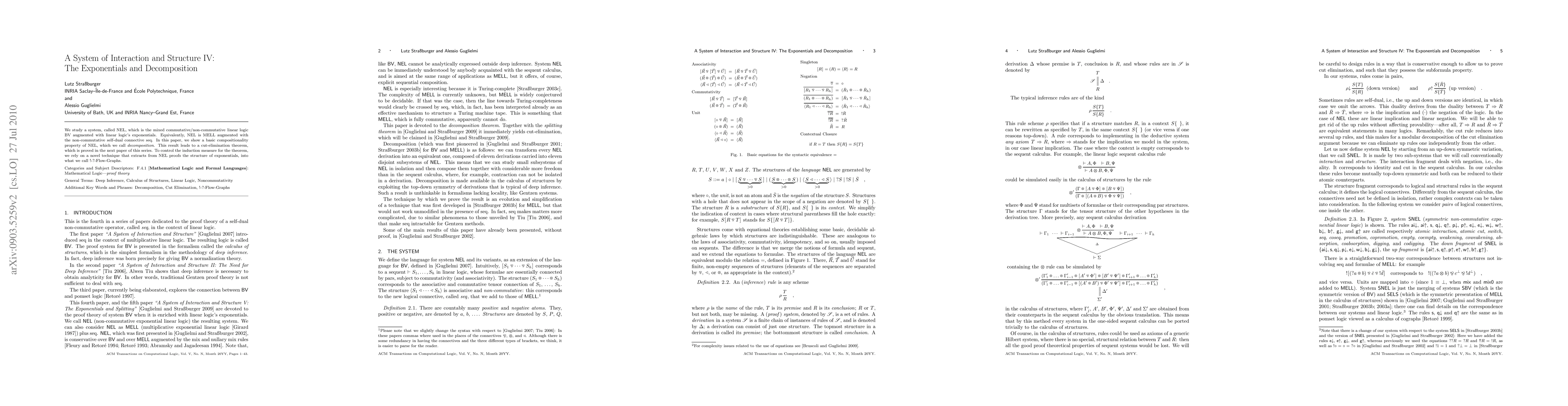 Thumbnail for A System of Interaction and Structure IV: The Exponentials and
  Decomposition