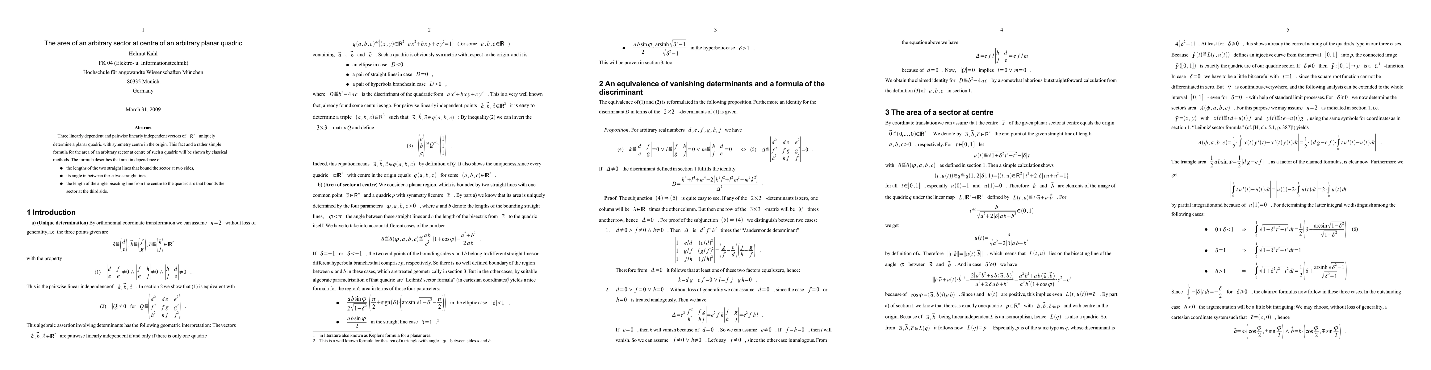 Thumbnail for The area of a sector at centre of a planar quadric