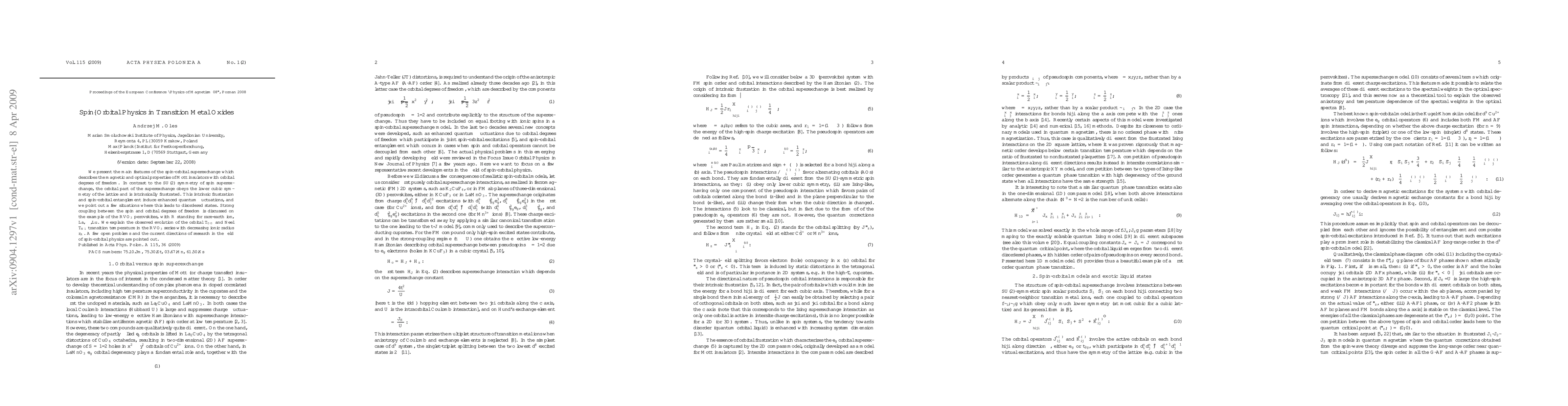 Thumbnail for Spin--orbital physics in transition metal oxides