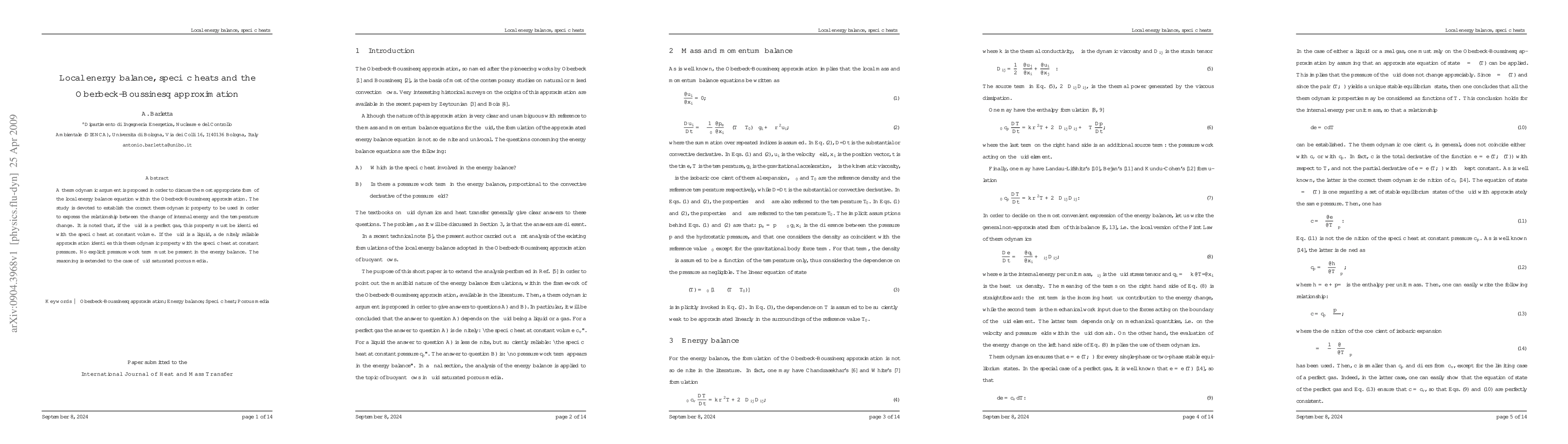Thumbnail for Local energy balance, specific heats and the Oberbeck-Boussinesq
  approximation