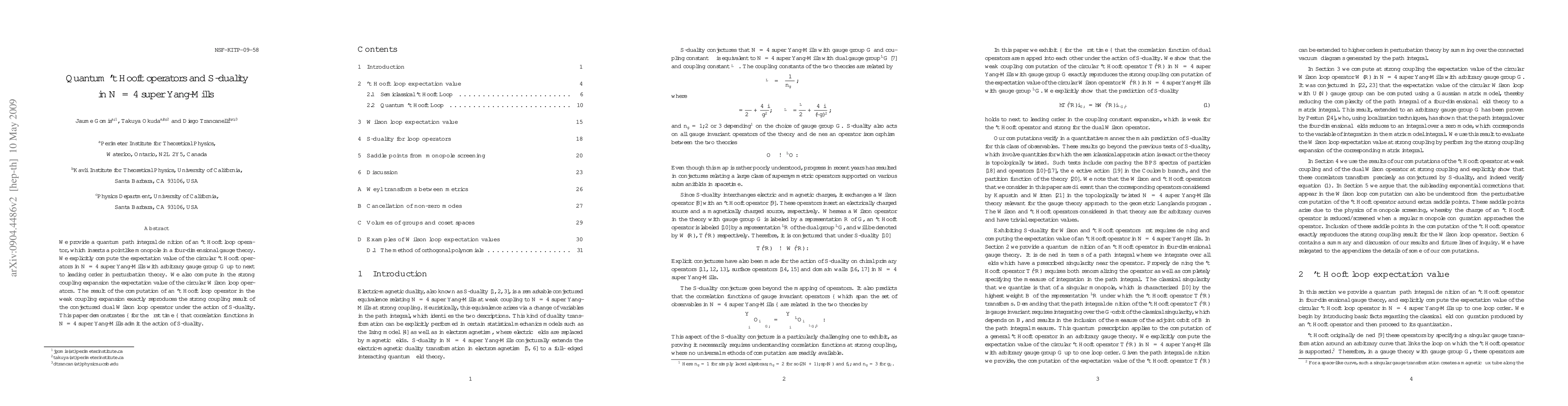 Thumbnail for Quantum 't Hooft operators and S-duality in N=4 super Yang-Mills