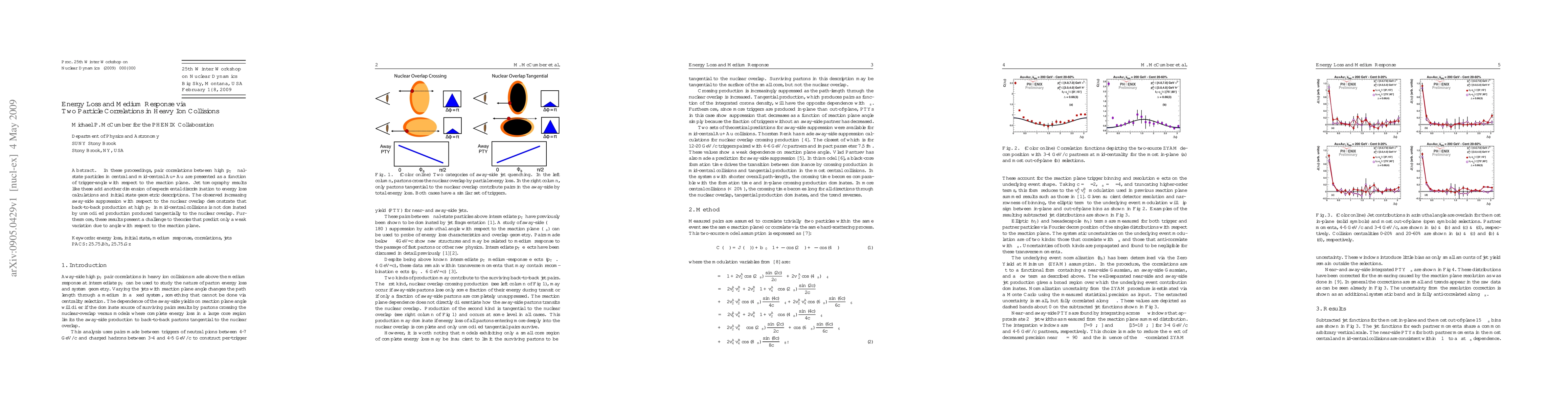 Thumbnail for Energy Loss and Medium Response via Two Particle Correlations in Heavy
  Ion Collisions