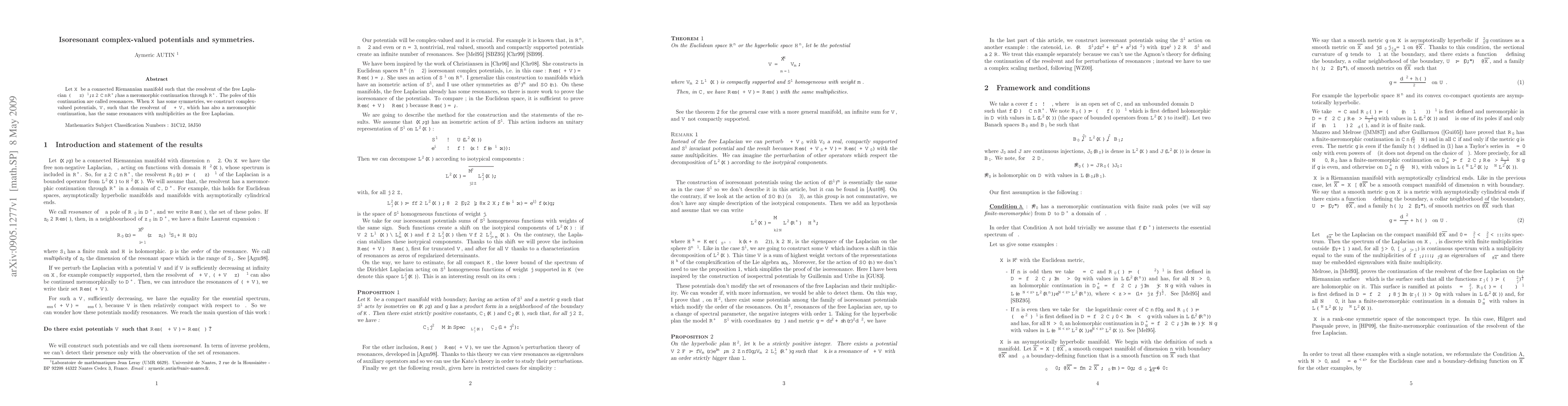 Thumbnail for Isoresonant complex-valued potentials and symmetries
