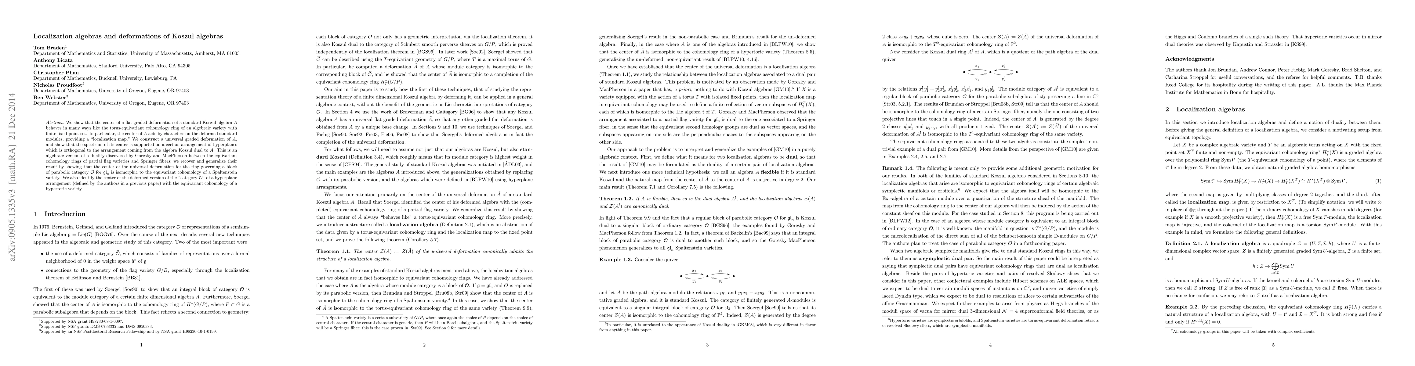 Thumbnail for Localization algebras and deformations of Koszul algebras
