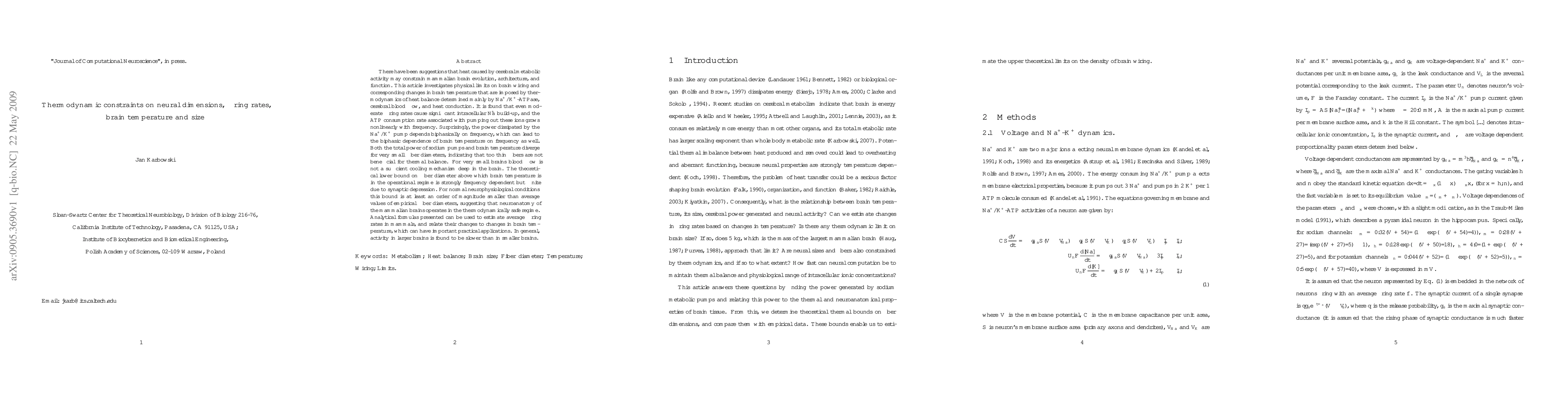 Thumbnail for Thermodynamic constraints on neural dimensions, firing rates, brain
  temperature and size