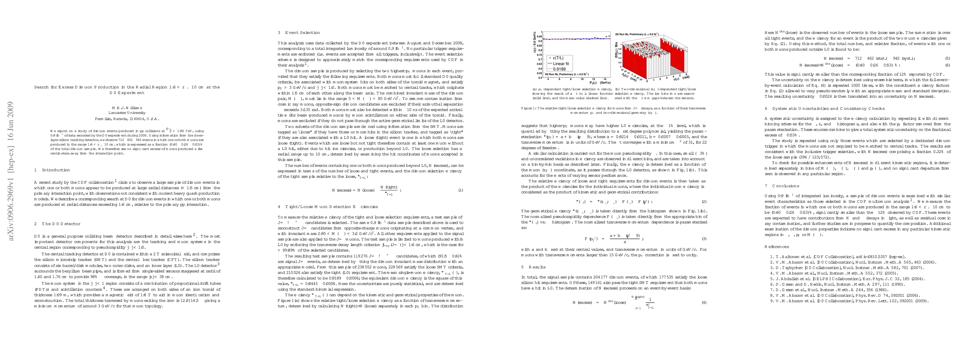 Thumbnail for Search for Excess Dimuon Production in the Radial Region (1.6 < r < 10)
  cm at the D0 Experiment