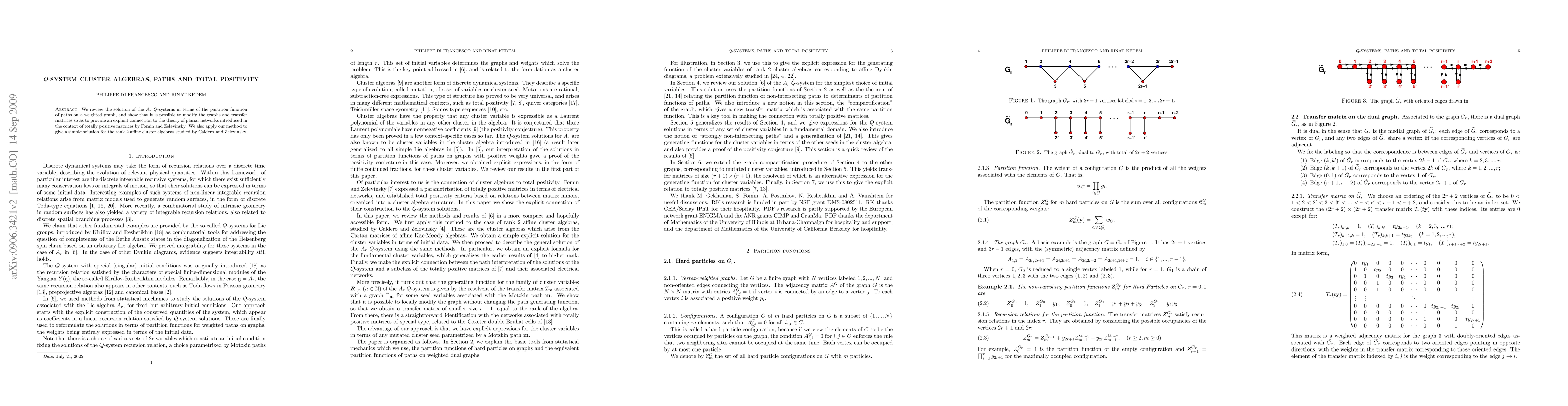 Thumbnail for Q-system Cluster Algebras, Paths and Total Positivity