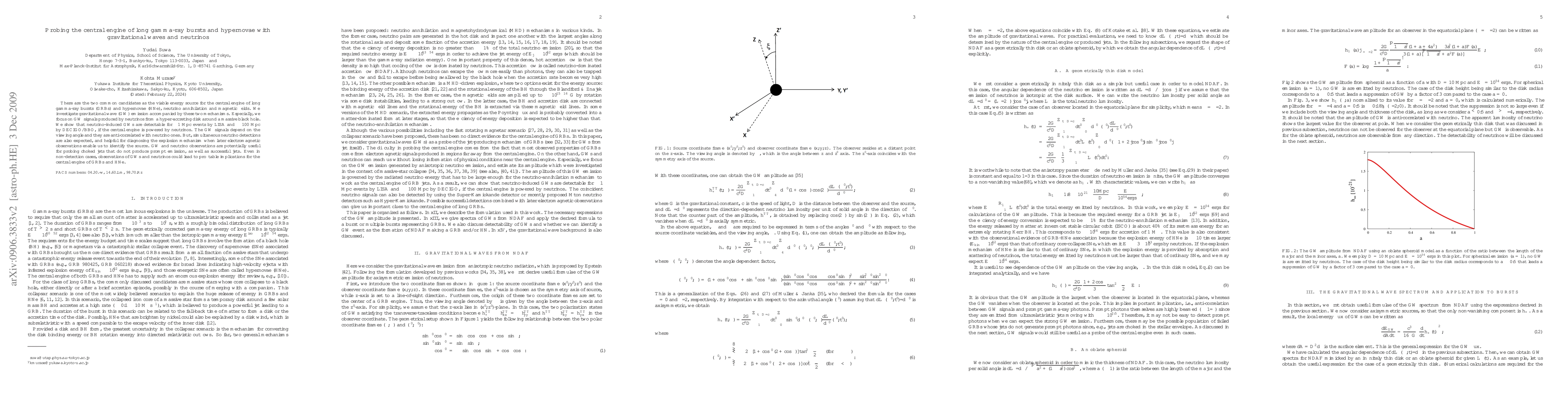 Thumbnail for Probing the central engine of long gamma-ray bursts and hypernovae with
  gravitational waves and neutrinos