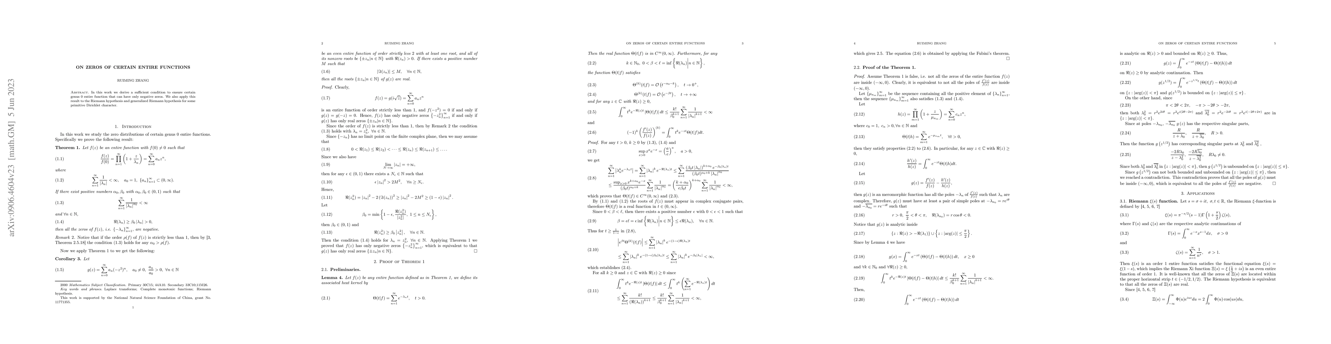 Thumbnail for On Zeros of Certain Entire Functions