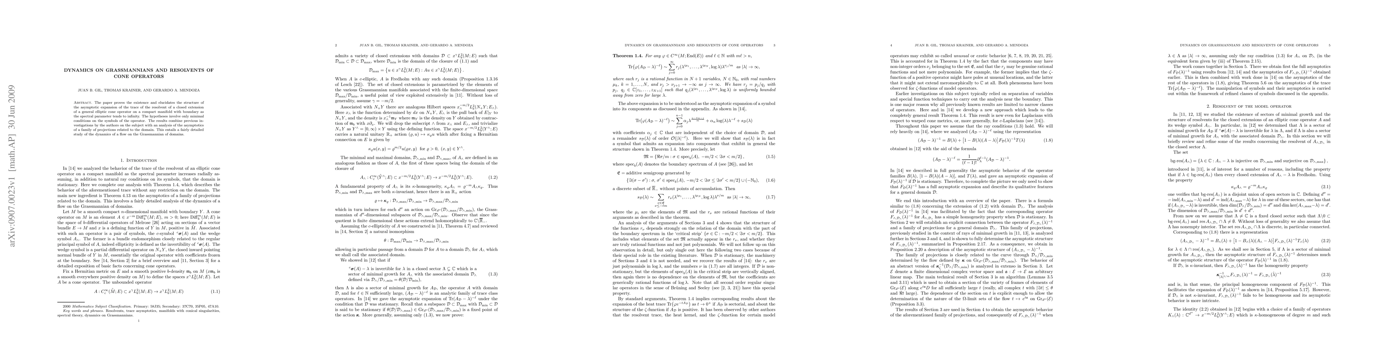 Thumbnail for Dynamics on Grassmannians and resolvents of cone operators