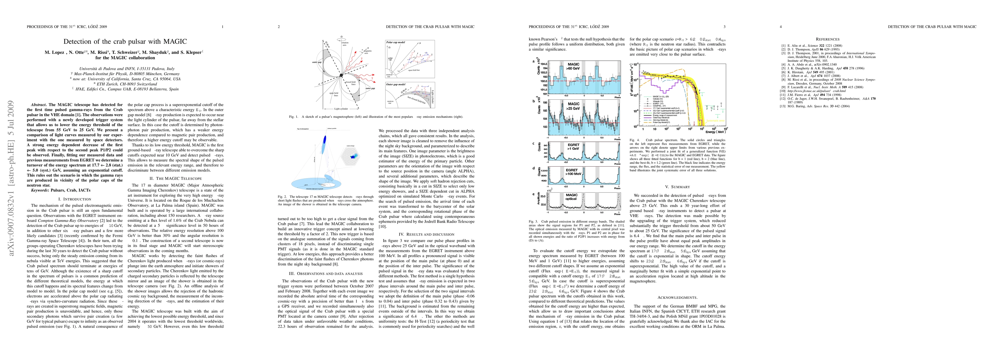 Thumbnail for Detection of the crab pulsar with MAGIC