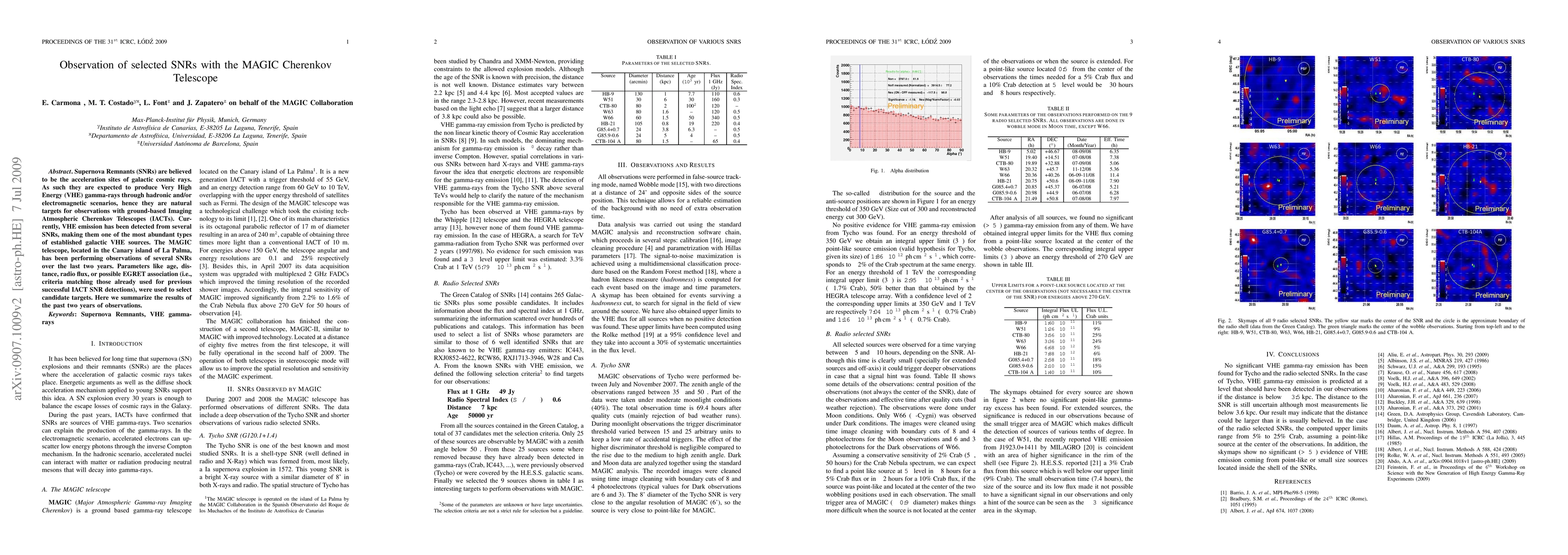 Thumbnail for Observation of selected SNRs with the MAGIC Cherenkov Telescope