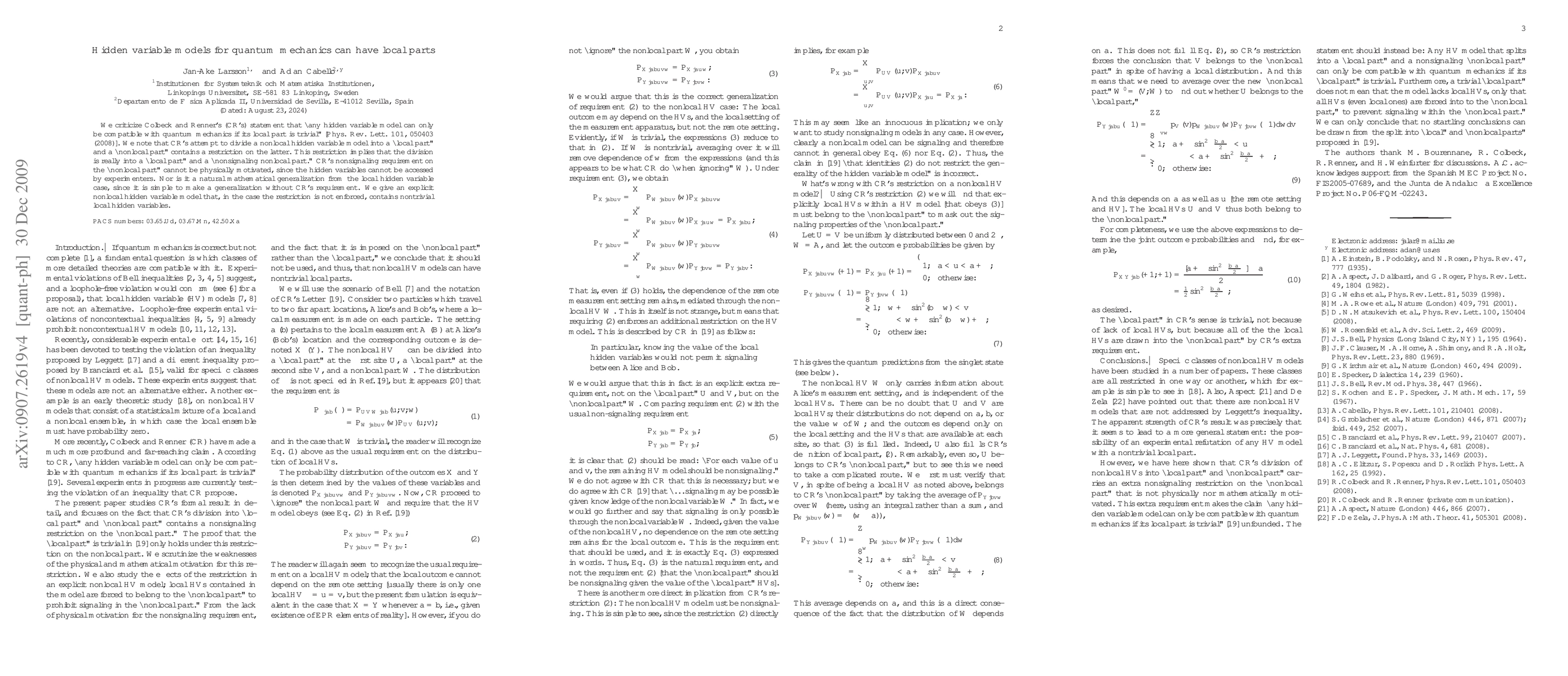 Thumbnail for Hidden variable models for quantum mechanics can have local parts