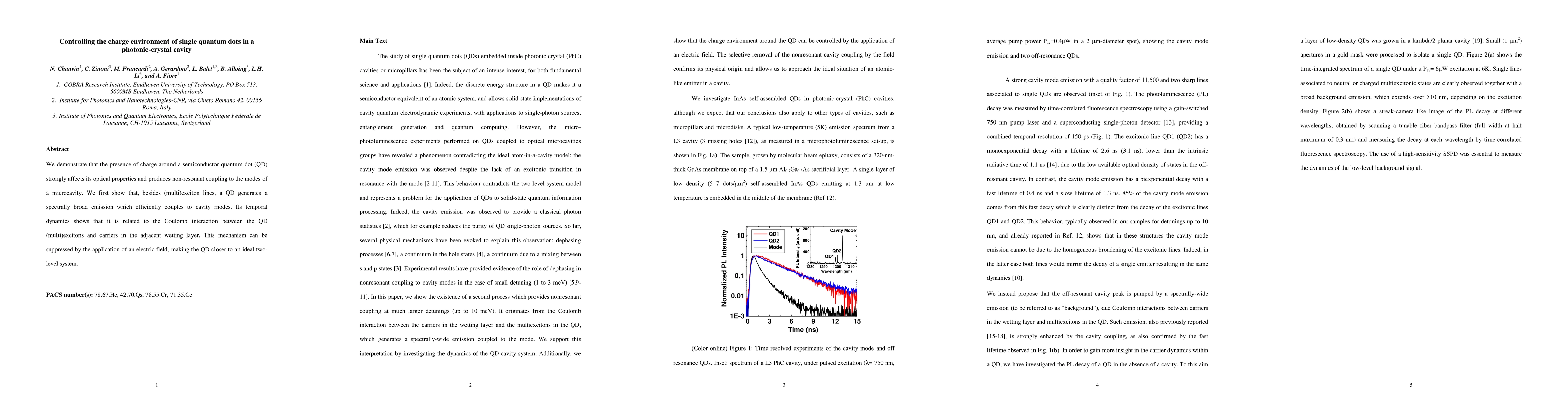 Thumbnail for Controlling the charge environment of single quantum dots in a
  photonic-crystal cavity