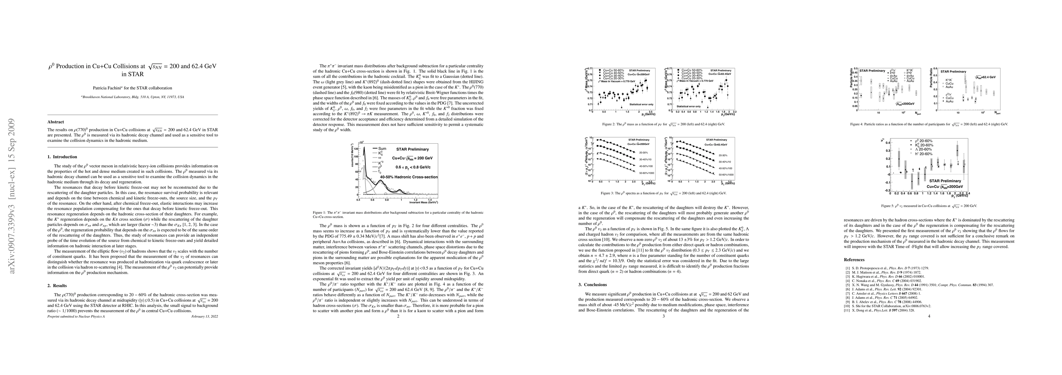Thumbnail for rho0 Production in Cu+Cu Collisions at 200 and 62.4 GeV in STAR