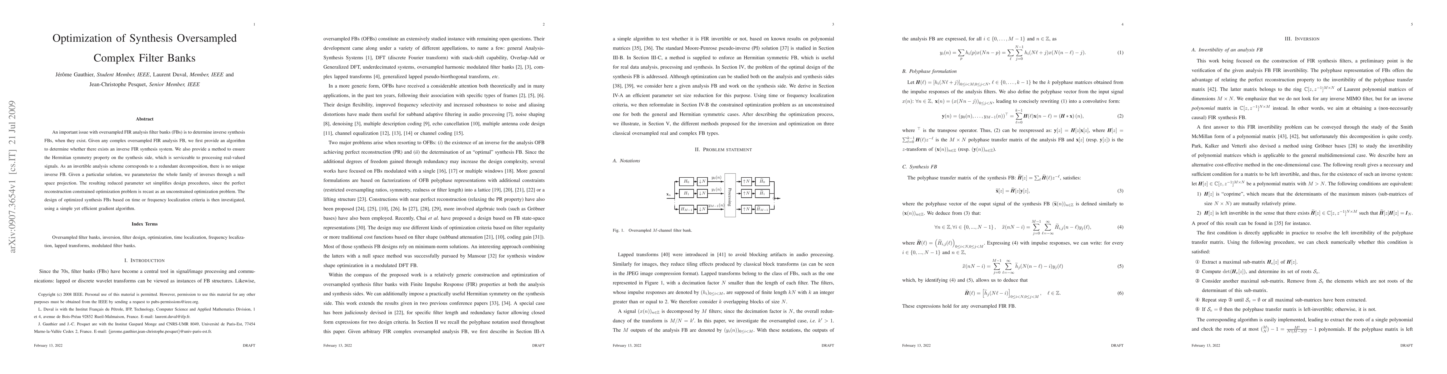 Thumbnail for Optimization of Synthesis Oversampled Complex Filter Banks