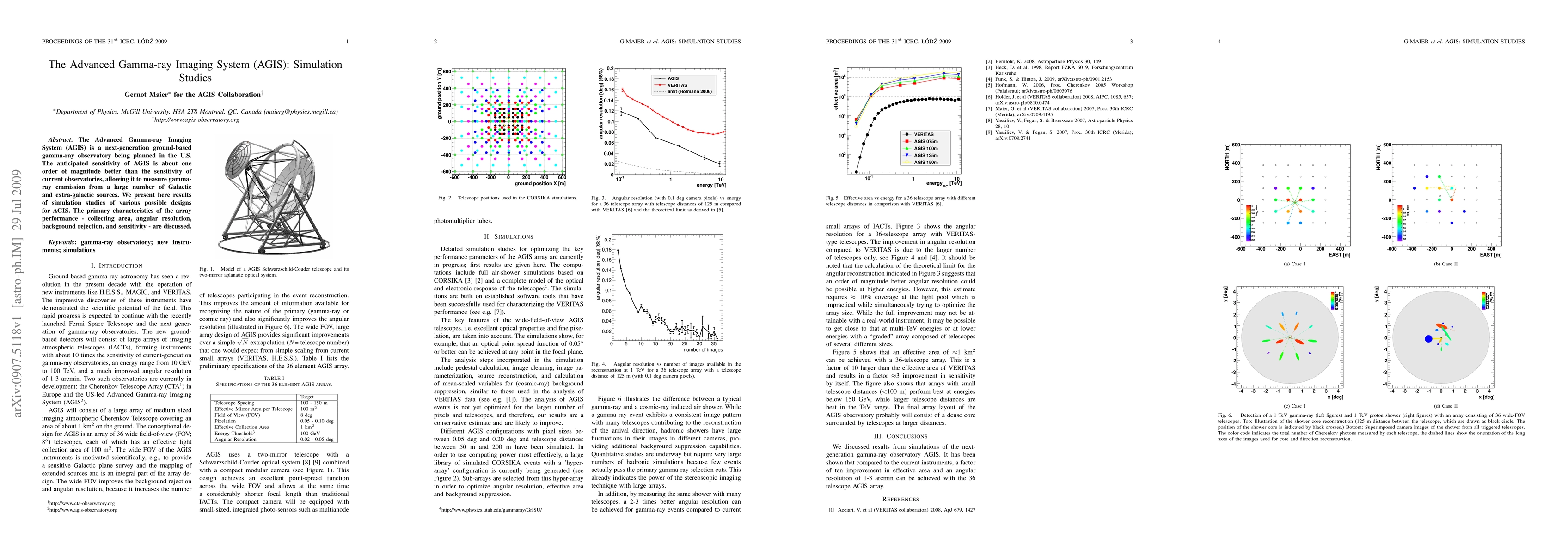 Thumbnail for The Advanced Gamma-ray Imaging System (AGIS): Simulation Studies