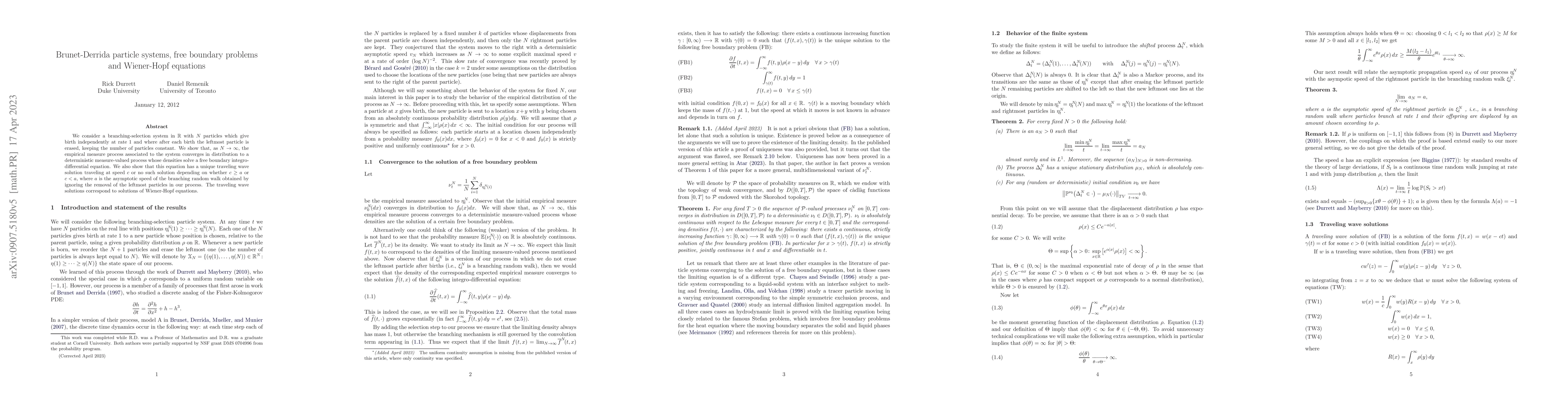 Thumbnail for Brunet-Derrida particle systems, free boundary problems and Wiener-Hopf
  equations