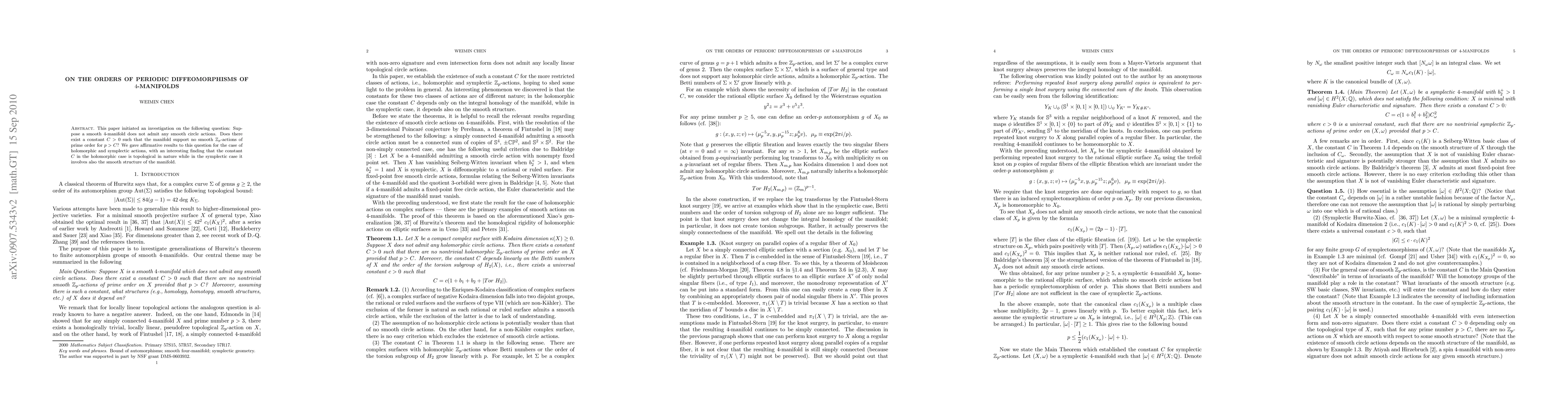 Thumbnail for On the orders of periodic diffeomorphisms of 4-manifolds
